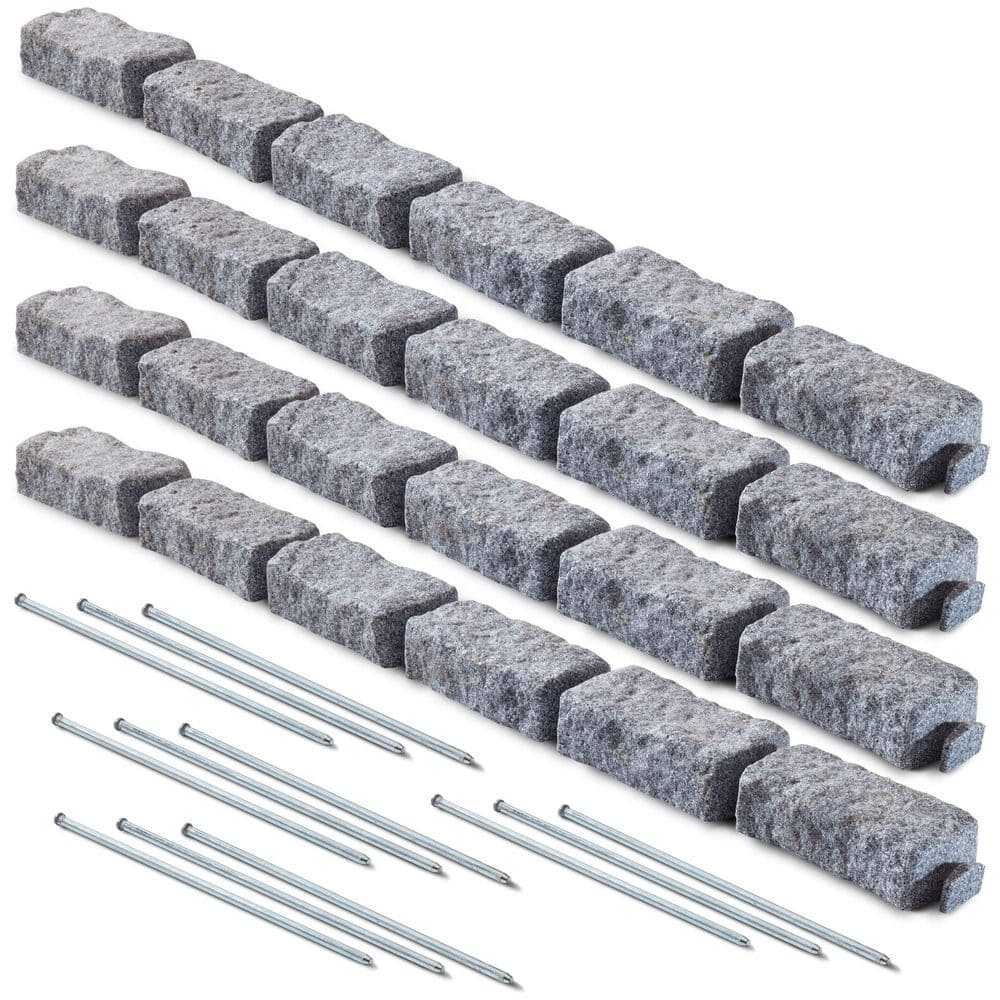 48Lx 2.25Hx 4W Gray Composite PVC Faux Stone Landscape Edging, Garde