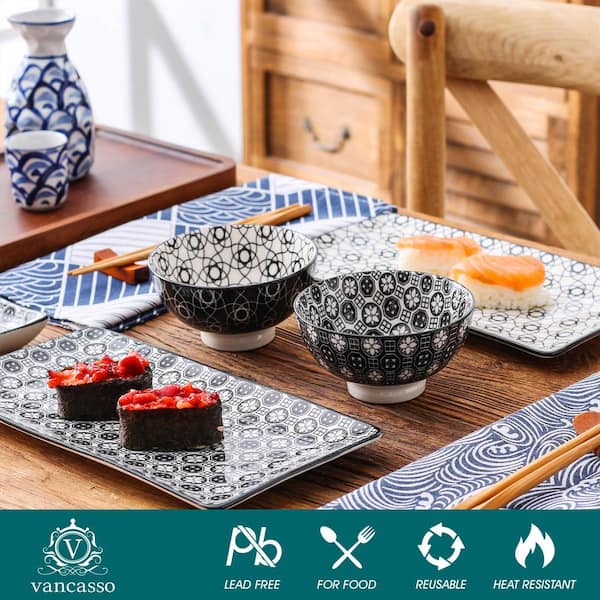 Blue and White Ceramic Sushi Set