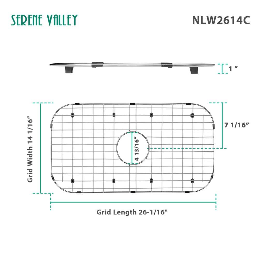 26-Inch Stainless Steel Sink Grid with Center Drain