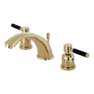 8 in. Widespread 2-Handle Mid-Arc Bathroom Faucet in Polished Brass