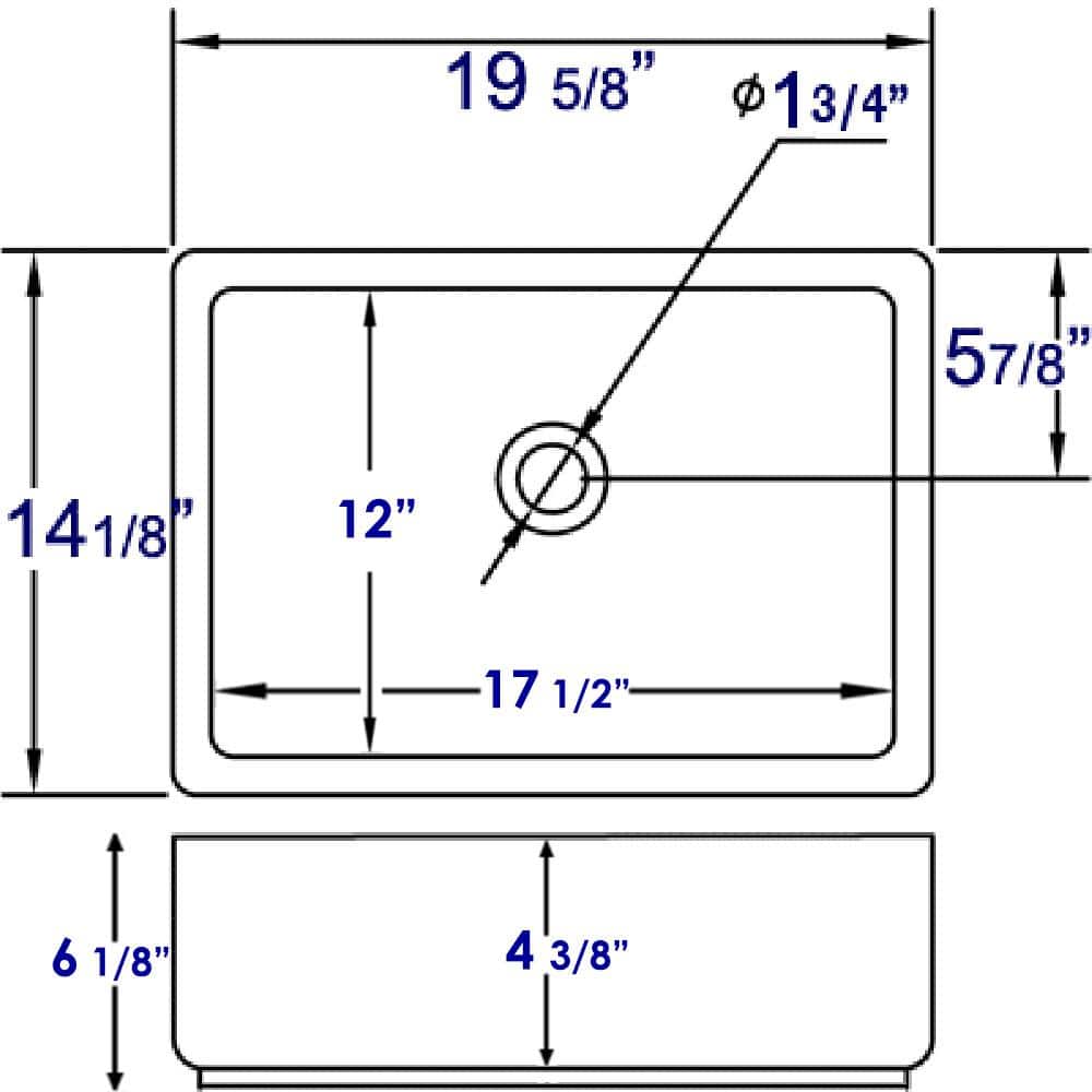 EAGO 20'' White Ceramic Rectangular Vessel Sink with Overflow