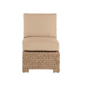 Laguna Point Tan Wicker Armless Middle Outdoor Patio Sectional Chair with CushionGuard Plus Beige Tan Cushions