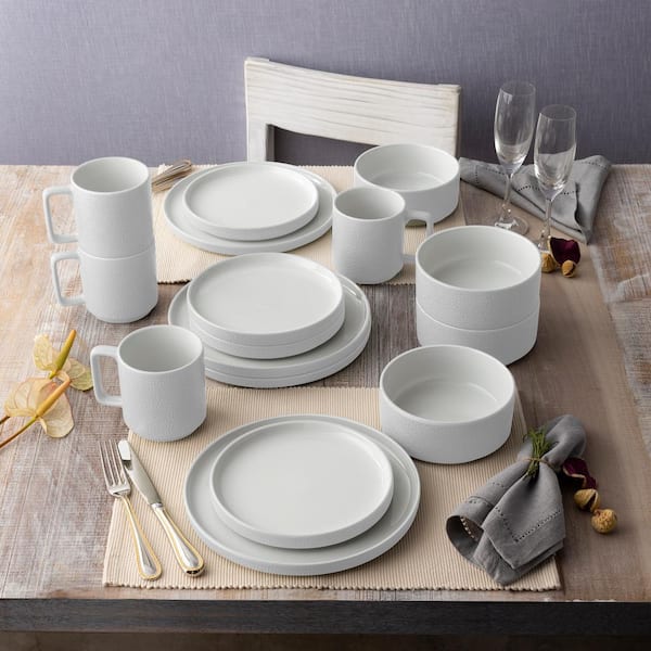 Colortex Stone White 16 oz. Porcelain Mugs, (Set of 4)