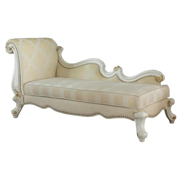 Acme Furniture Picardy Antique Pearl and Fabric Chaise Lounge