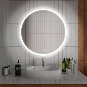 Luminous 32 in. W x 32 in. H Round Frameless LED Mirror Dimmable Anti-Fog Wall-Mounted Bathroom Vanity Mirror