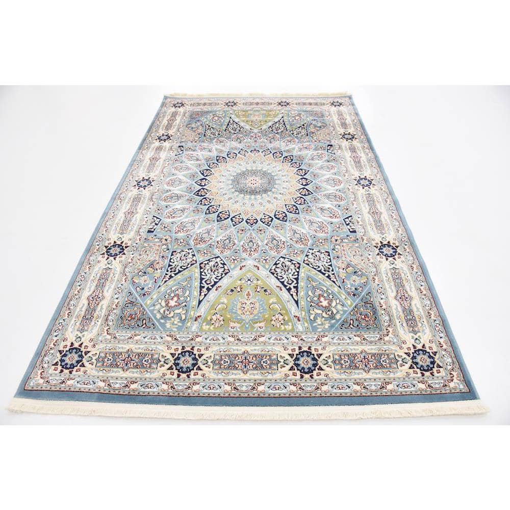 Handmade Tufted Floral Blue Synthetic 8' x 10' Rectangular Rug