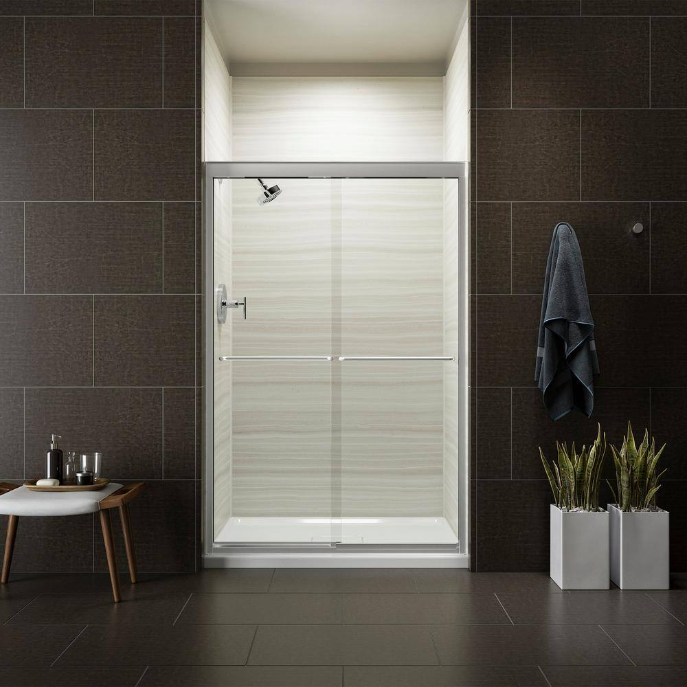 Fluence 47-5/8 in. x 70-5/16 in. Semi-Frameless Sliding Shower Door in Brig