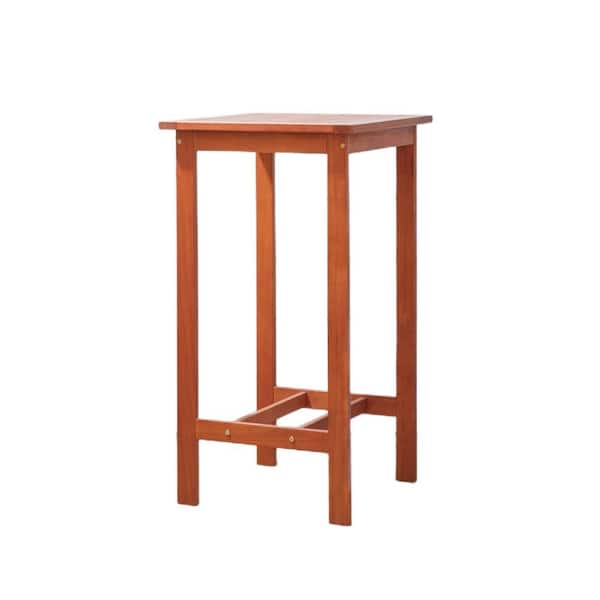 Afoxsos 24 in. W x 24 in. D x 43 in. H Brown Eucalyptus Hardwood Outdoor Bar Table Patio High Top Table