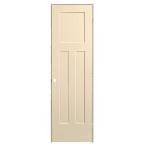 Masonite 24 in. x 80 in. 3-Panel Winslow Left-Hand Solid Core Golden Haystack Molded Composite Single Prehung Interior Door