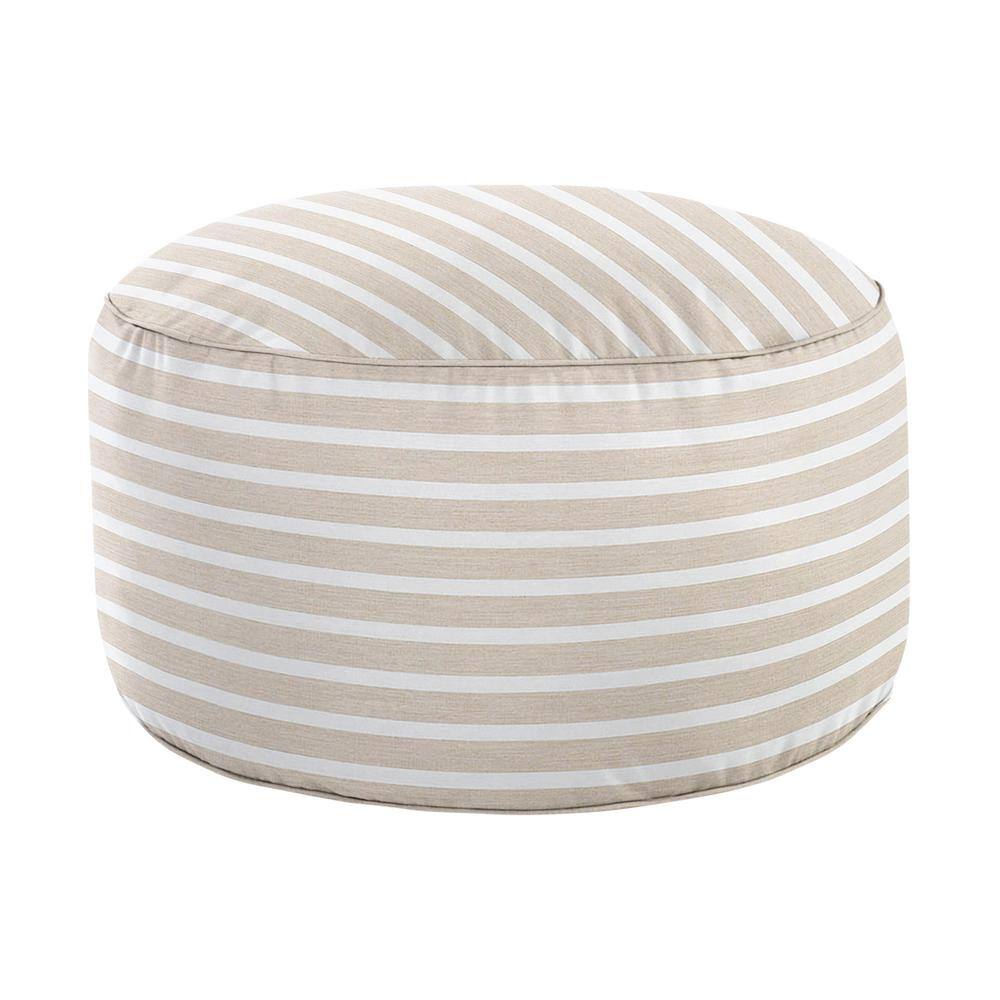 1101Design 30 in. x 30 in. x 15 in. Sunbrella Shore Linen Stripe Round