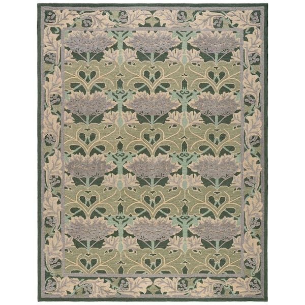 Earthly Treasures 9 ft. x 12 ft. Sage/Beige Botanical Trellis Area Rug