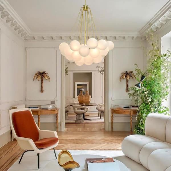 Y'INSP Lyra 3-Light Gold Nordic Bubble Ball Chandelier with 37
