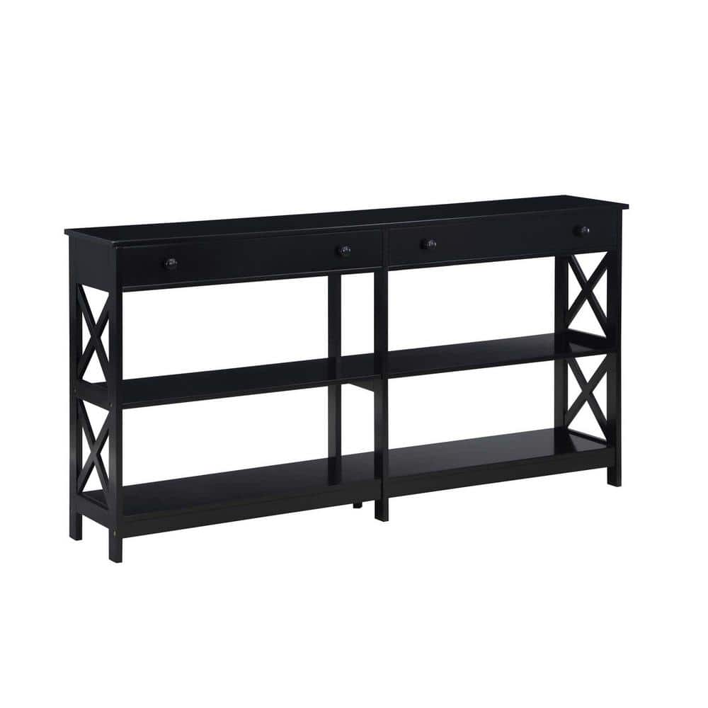 Oxford Black 60" Wood & Metal Console Table with Storage