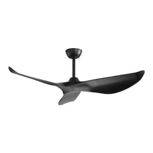 52 in. Indoor Black Solid Wood 6-Speed Ceiling Fan with Remote Control Reversible DC Motor for Home