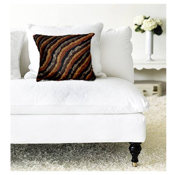 LR Home Contemporary Damasi Chocolate 18 in. x 18 in. Square Decorative Accent Pillow