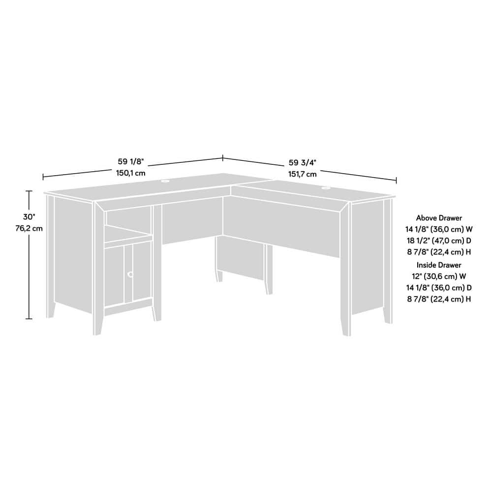 White Wood L-Shaped Computer Desk with Drawer and Keyboard Tray