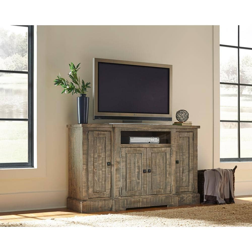 Progressive Furniture Meadow 60 in. Weathered Gray Wood TV Stand Fits