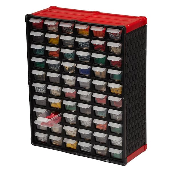 TAFCO Product 60-Compartment Small Parts Organizer, Red