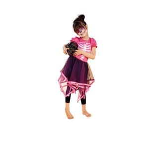 Pink and Black Skeleton Girl Child Halloween Costume - Large