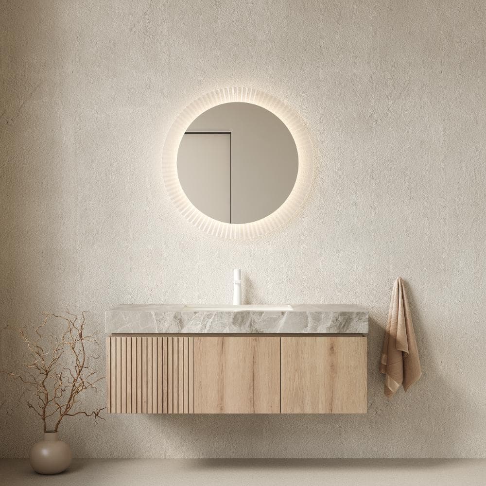 MURI 48 in. Floating Bathroom Vanity with Sink, Light Gray Sintered Stone Top, Ceramic Basin, White Oak Woodgrain price history on PriceWatchPro