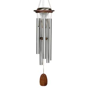 Signature Collection, Moonlight Solar Chime, 29 in. Silver Wind Chime MOONS