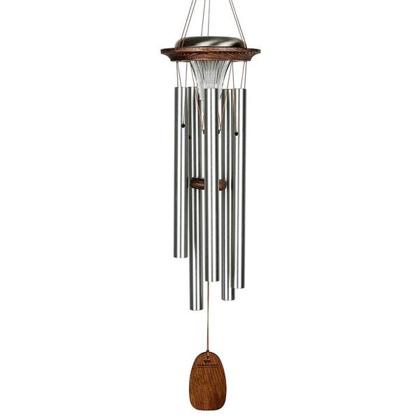WOODSTOCK CHIMES Signature Collection, Moonlight Solar Chime, 29 in. Silver Wind Chime MOONS