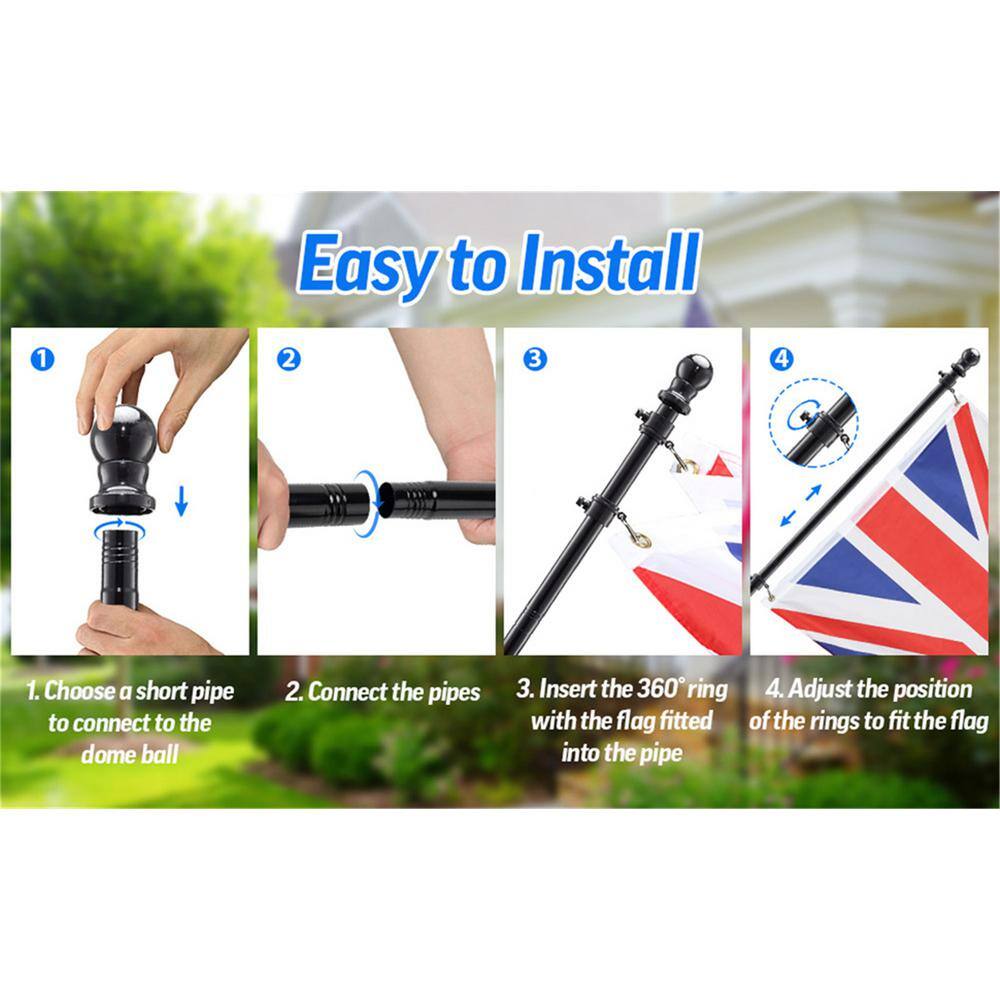 6 ft Black Corrosion-Resistant Steel Garden Flagpole