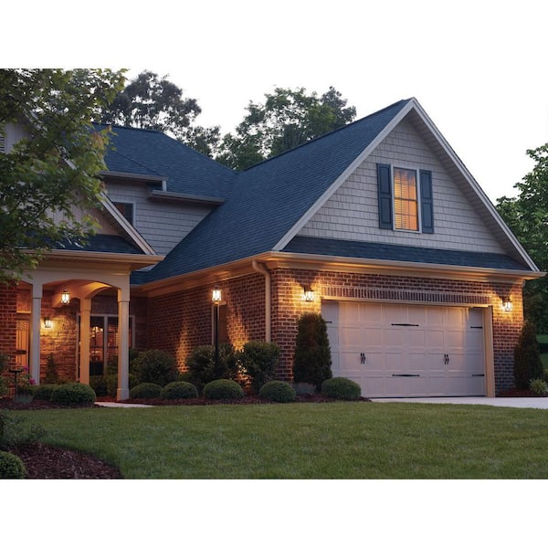 Resort Collection 1-Light Aged Copper Etched Umber Glass Craftsman Outdoor Small Wall Lantern Light