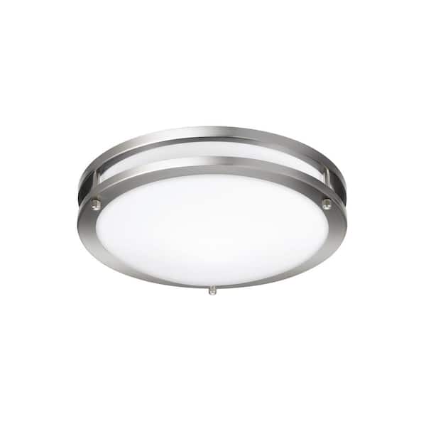 12in. Brushed Nickel Dimmable Integrated LED Flush Mount Light 15W 1000 Lumens Ceiling Light 2700-5000K