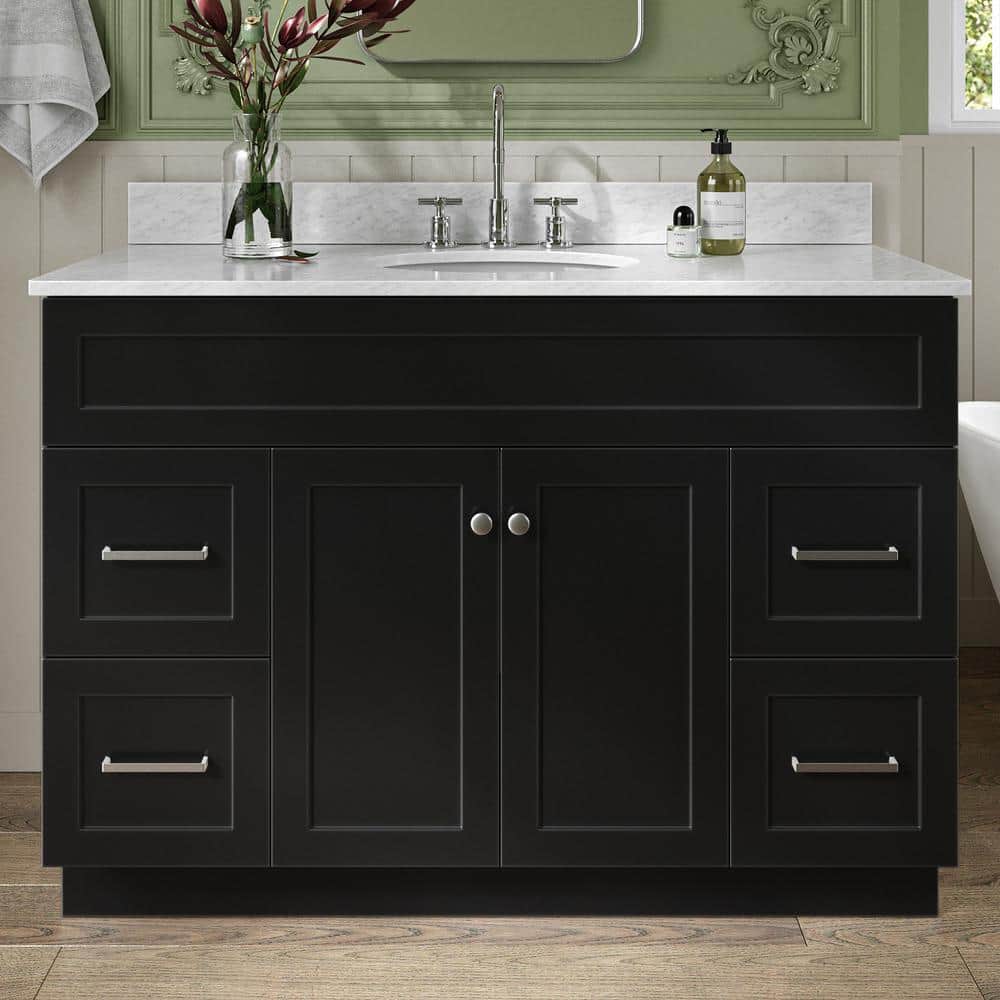 "Hamlet 48 in. Single Sink Freestanding Bathroom Vanity in Black with 0.75"" Carrara White Marble Top" price history on PriceWatchPro