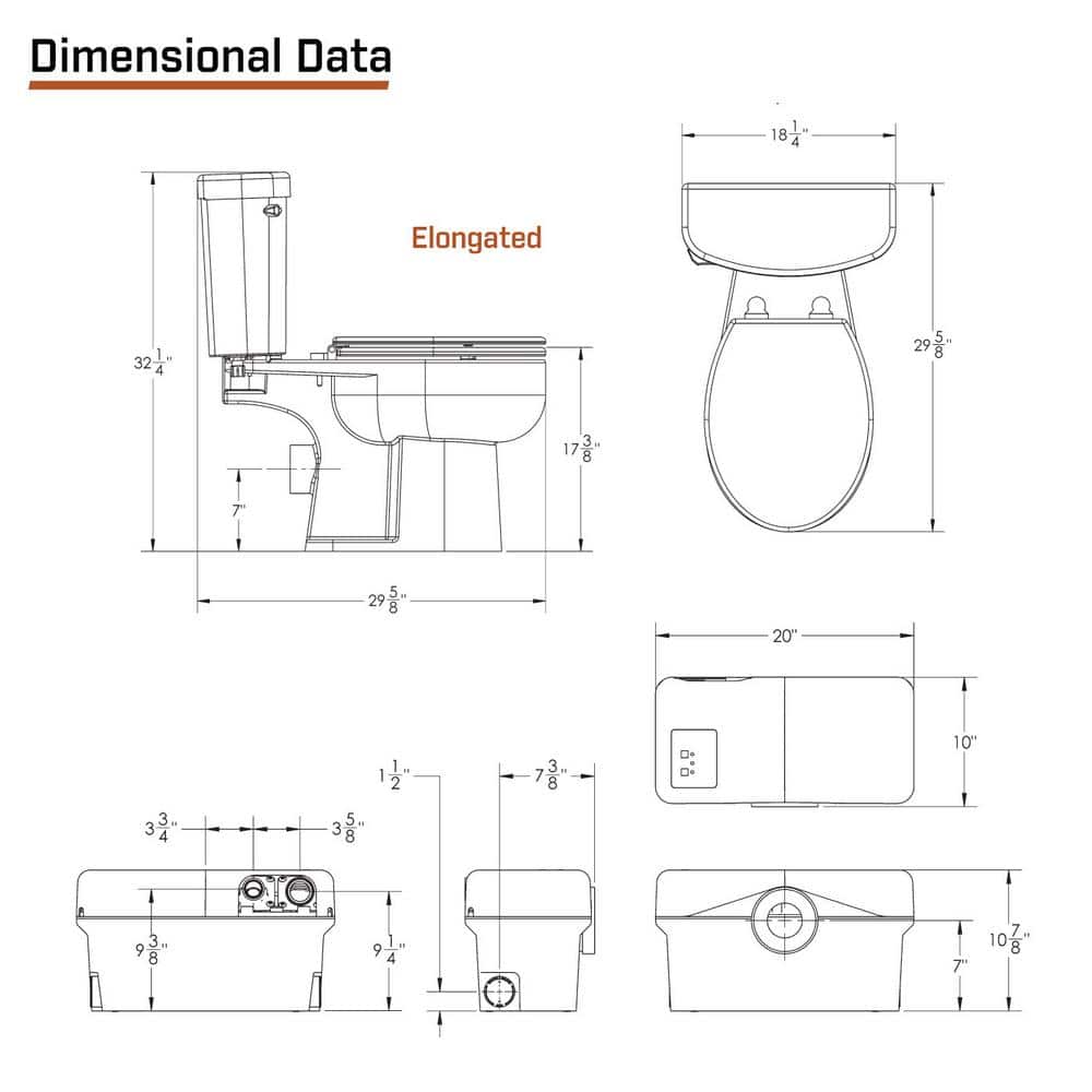 White Ceramic Elongated High Efficiency Macerating Toilet