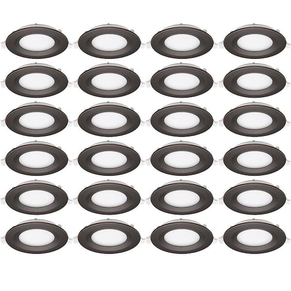 Commercial Electric 4 in. Adjustable CCT Integrated LED Canless Recessed Light Oil Rubbed Bronze Kit 650 Lumens Kitchen Bathroom (24-Pack)