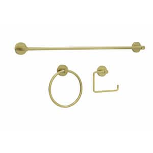 3-Piece Gold Brushed Bath Hardware Set with 24 in. Towel Bar, Toilet Paper Holder and Towel Ring in Matte Black