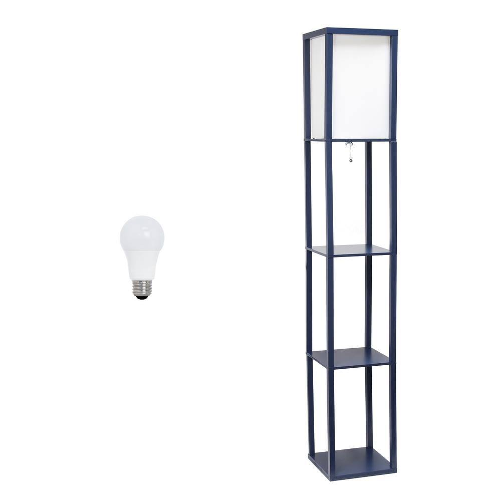 Lalia Home 62.5 in. Navy Blue Column Shelf Floor Lamp for Living Room ...