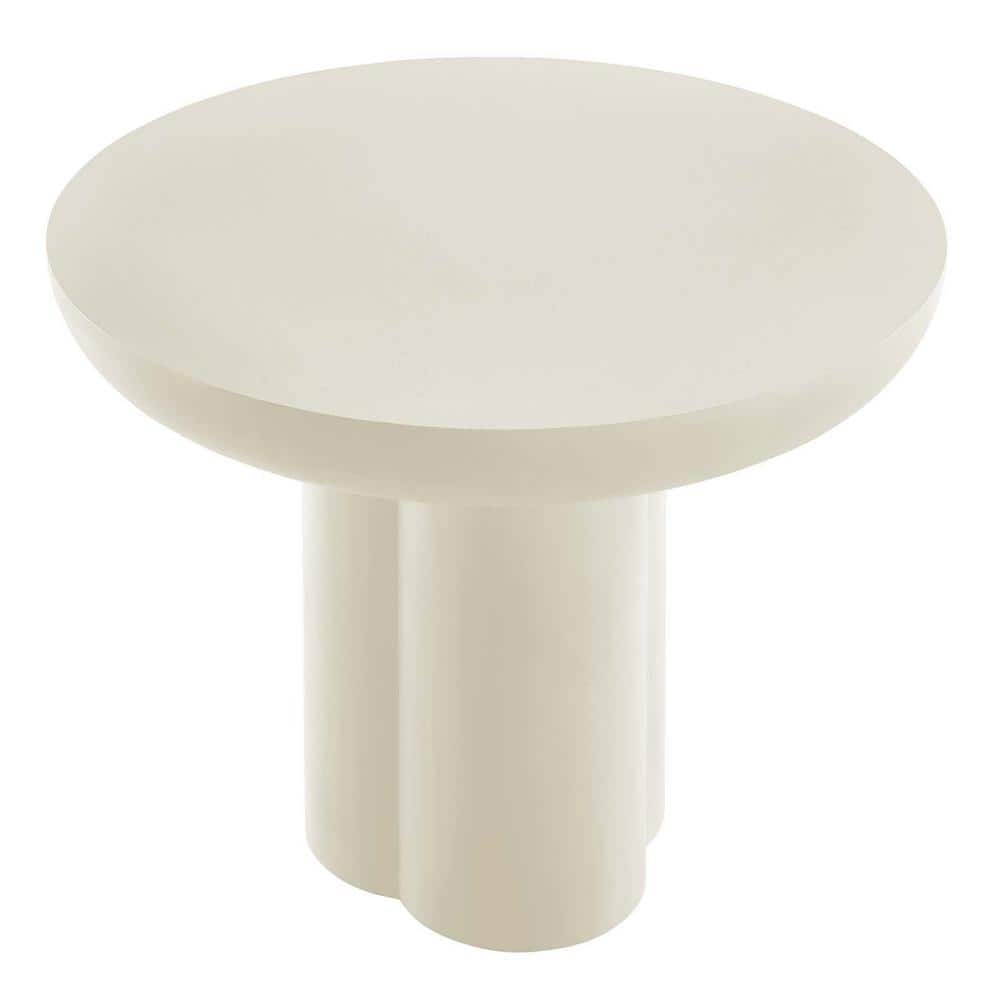 Caspian 40" White Round Concrete Dining Table with Pedestal Base