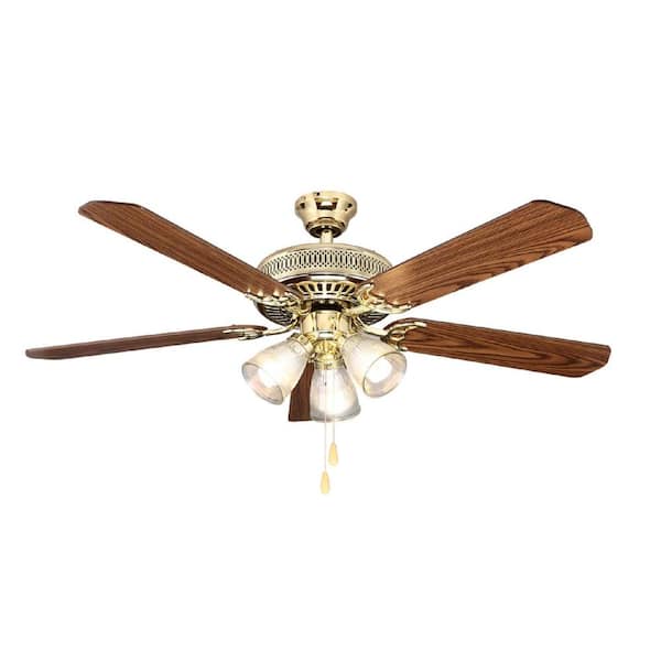Hampton Bay Landmark Plus 52 in. Indoor Polished Brass Ceiling Fan