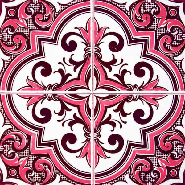 MI ALMA Pink/White H52 7 in. x 7 in.Vinyl Peel and Stick Tile (24 Tiles, 8.17 sq. ft./Pack)