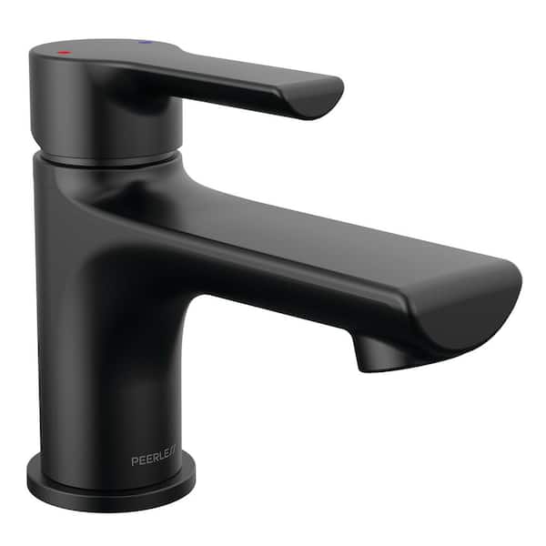 Peerless Flute Single-Handle Single-Hole Bathroom Faucet with Deckplate Included in Matte Black