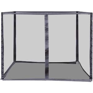 10 ft. X 10 ft. Black Outdoor Gazebo Replacement Mosquito Netting with Zipper for Patio Canopy Tent