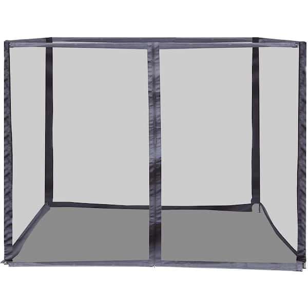 OVASTLKUY 10 ft. X 10 ft. Black Outdoor Gazebo Replacement Mosquito Netting with Zipper for Patio Canopy Tent