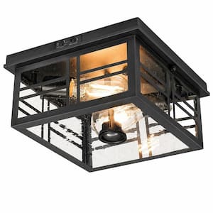 Motion Sensing 360° Black Bubble Glass Dusk to Dawn E26 Base Floodlight for Porch Garage 1-Pack Integrated LED