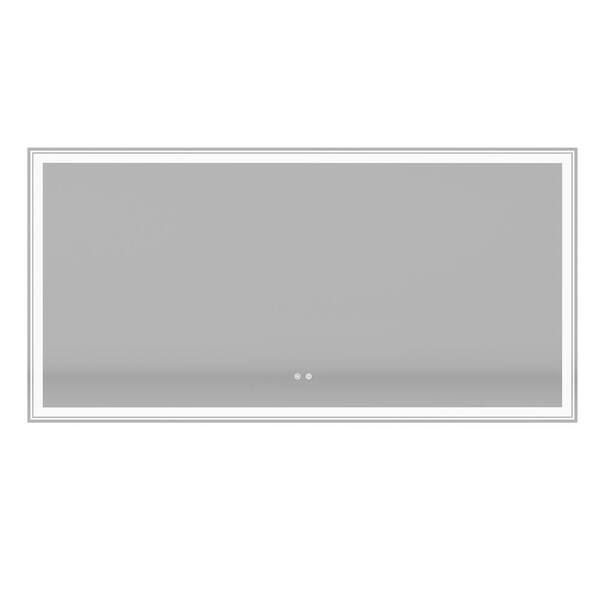 Unbranded 72 in. W x 36 in. H LED-Lit Rectangle Frameless White Mirror Wall Mounted Anti-Fog Memory Adjustable Brightness