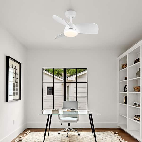 YUHAO 28 in. Integrated LED Indoor Matte White Ceiling Fan