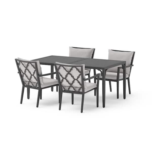 RST BRANDS Venetia 5-Piece Aluminum Outdoor Dining Set with Sunbrella Dove Gray Cushion