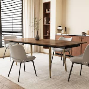 Walnut Wood Grain Wood 35.4W 4 Legs Dining Table Seats 10+