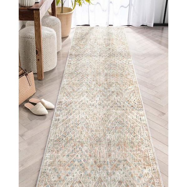 Ivory 2 ft. 3 in. x 24 ft. 9 in. Asha Anya Vintage Tribal Runner Area Rug