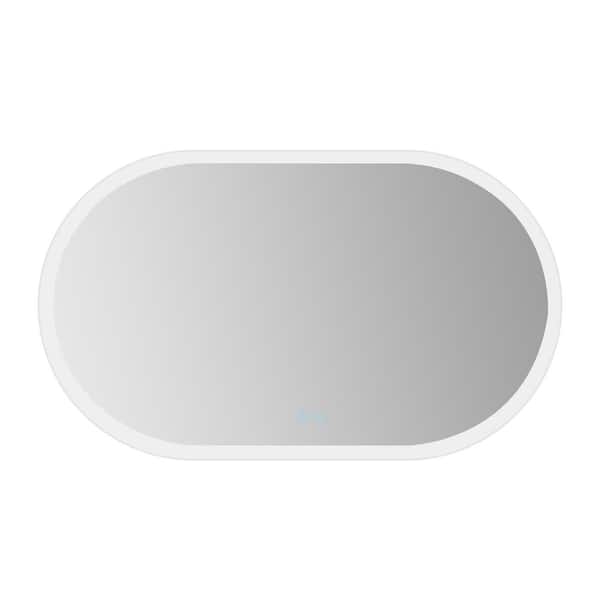 Unbranded 40 in. W x 24 in. H Large Frameless Oval Anti-Fog Wall Bathroom Vanity Mirror in Silver with Adjusted Light