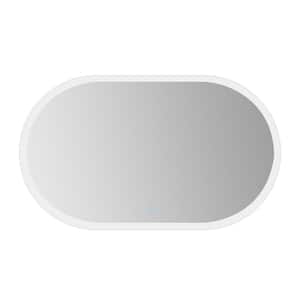 40 in. W x 24 in. H Frameless Oval Anti-Fog LED Light Wall Bathroom Vanity Mirror in Silver