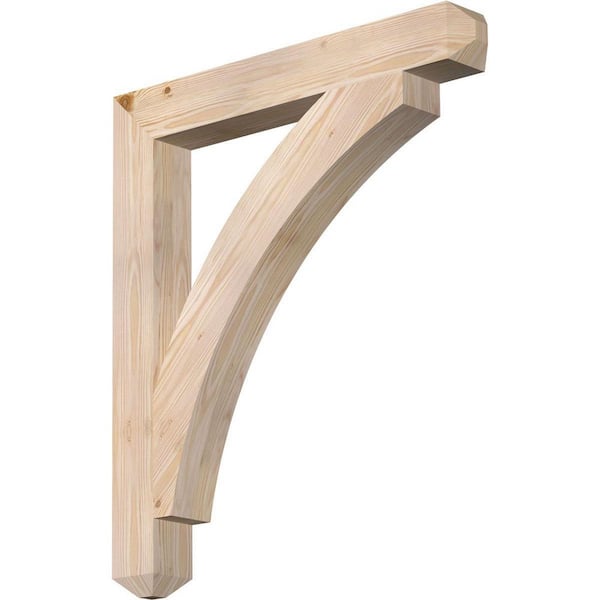 Ekena Millwork 3.5 in. x 32 in. x 28 in. Douglas Fir Thorton Craftsman Smooth Bracket