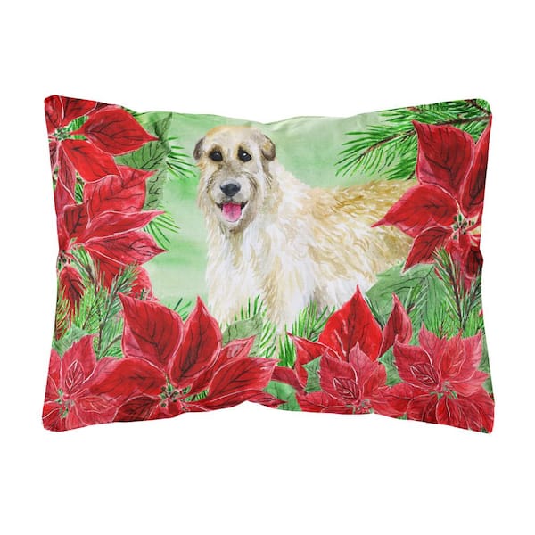 Caroline's Treasures 12 in. x 16 in. Multi-Color Lumbar Outdoor Throw Pillow Irish Wolfhound Poinsettas